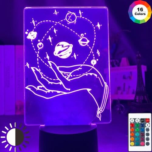 Girls Night Light Planet In Hand 7 Colors Changing Usb Battery Powered Nightlight for Home Decoration Night Lamp Bedside