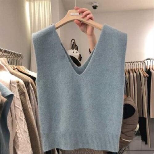 2021 new simple solid knitted vest all-match basic solid vest spring outgoing womens vest 2021 new female tops chic outerwear