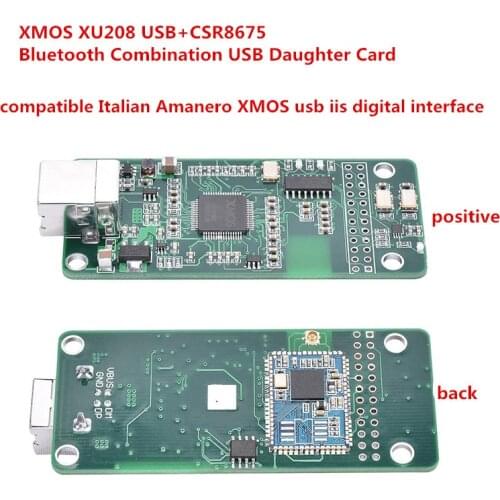 New Compatible Amanero XMOS usb iis digital interface XU208 USB CSR8675 Bluetooth 5.0 I2S daughter card Support DSD PCM