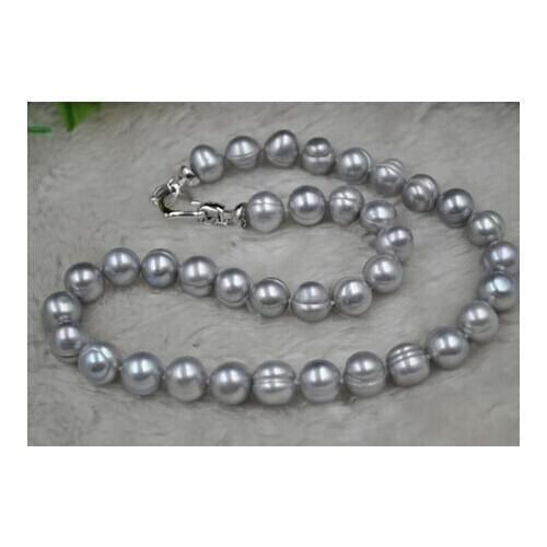 Wholesale 17" 9-10mm gray freshwater pearl necklace