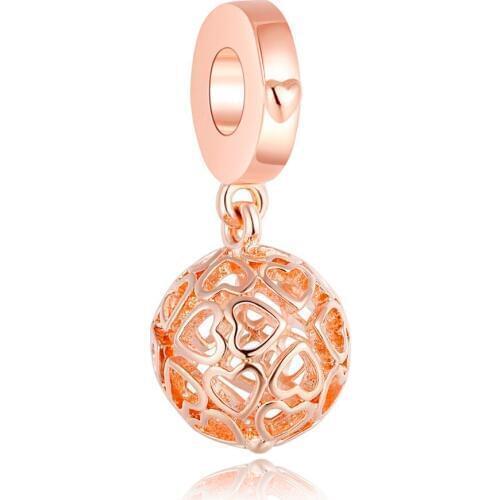 Harmonious Hearts Dangle Charm Rose Gold Beads For Jewelry Making Fit Original Bracelet for Women DIY Fashion Jewelry