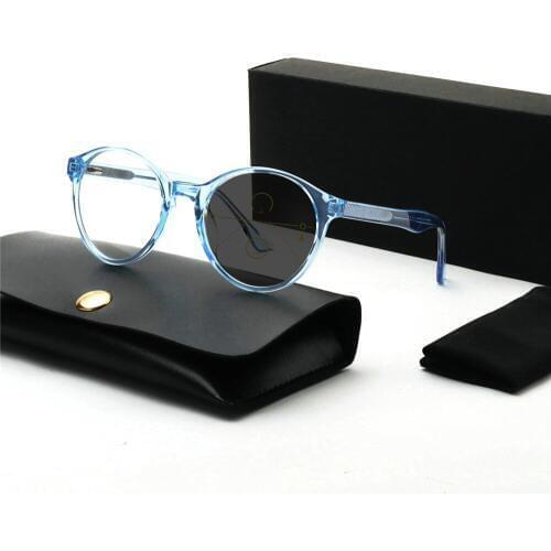 Progressive reading glasses fashion Round blue ladies reading glasses farsighted multi-focal photochromic presbyopia men NX