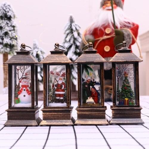 Christmas Simulation Candle Wind Lamp Portable Snowman Christmas Tree Candle Small Oil Lamp Bar Home Desktop Decoration Supplies