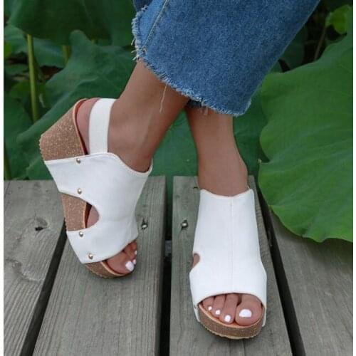 Summer Wedges Sandals Women Platform Peep Toe Ladies Pumps Shoes Fashion Female Vintage Leopard High Heels Woman New