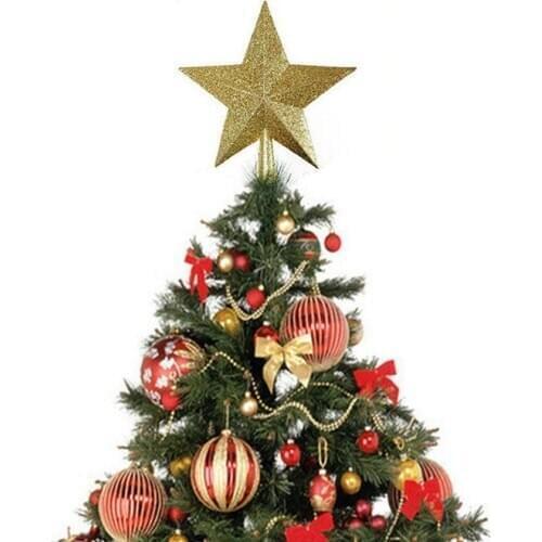 Christmas Tree Glittering Star Topper Christmas Shatter-Resistant Plastic Festive Christmas Tree Decoration Gift Party Supplies