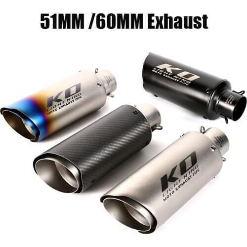 51MM/ 60MM Universal Exhaust Tips Escape Muffler Vent Pipe With Removable DB Killer Silencer Slip On Motorcycle Street Bike ATV