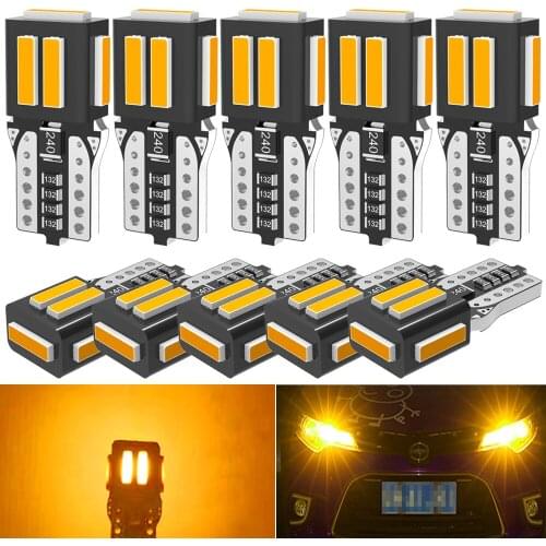 A Pack T10 W5W LED Bulb Auto Interior Reading Doom Trunk Light for Peugeot 206 406 508 307 406 3008 Led Car Light White Amber