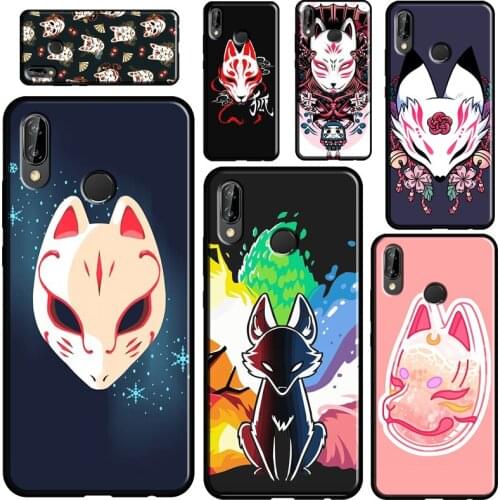 Japanese Kitsune Fox Mask For Huawei Nova 5T Mate 20 Lite P Smart 2019 2021 Case For Huawei P30 P40 Lite P10 P20 Pro