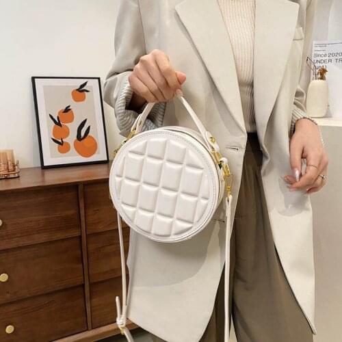High Quality Rhombus Chocolate Round Cake Handbag Female Bag 2021 New Korean Fashion One Shoulder Messenger Retro Purse for Girl