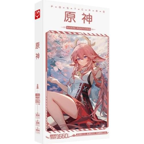1660pcs/Box Genshin Impact Postcards Anime Post Card Message Card Gift Card