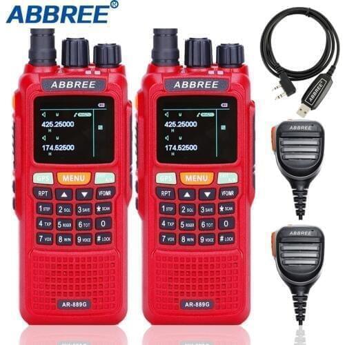 2Pcs ABBREE AR-889G GPS 10Watts Cross Band Repeater Portable Walkie Talkie 999CH Dual Band Dual Receiving Hunting Ham CB Radio