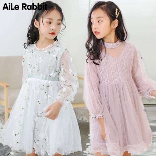 2020 Girl Lace Dress Princess Dress Birthday Wedding Party Childrens Clothing For Girls Pink White