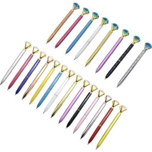 22 Styles Metal Diamond Crystal Ballpoint Pen Black/Blue Refills 0.7mm Student Supplies Writing stationery