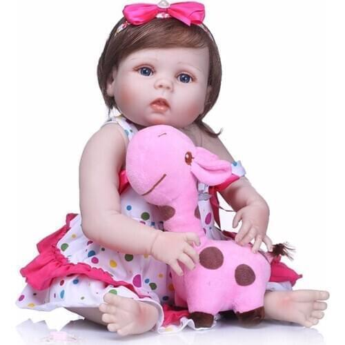55cm Full Silicone Vinyl Reborn Baby Doll Princess Realistic Newborn Bebe Children Birthday Gift Girls Play House Bath Toy