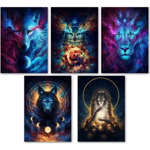 5D Diamond Painting Animal Lion Owl Wolf Mosaic Diamond Embroidery DIY Diamond Art Full Diamond Handmade Gift