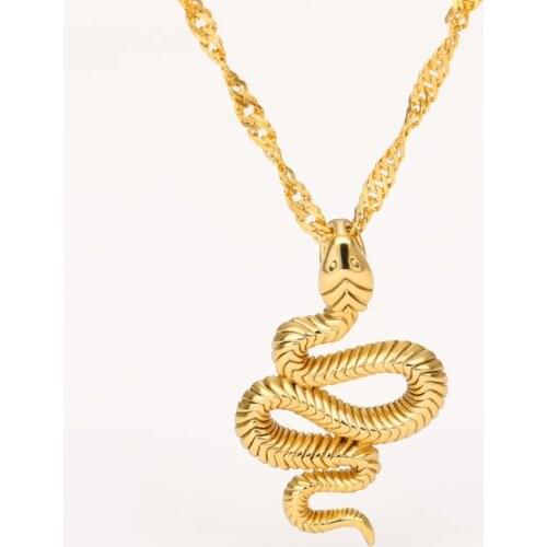 Gold Stainless Steel Snake Chain Pendant Necklace for Women Girls Collier Bijoux Femme New Necklace 2020 Fashion Boho Jewelry