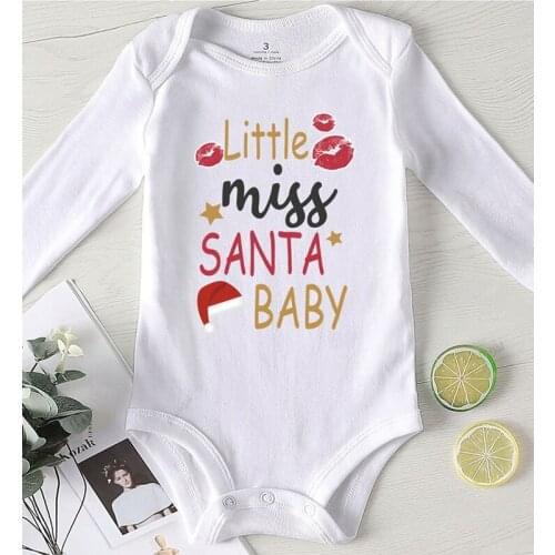 Kids' Things Little Miss SANTA Baby Printed Clothing for Babies Newborn Girl Outfit Toddler Winter Clothes Baby Romper Onesie