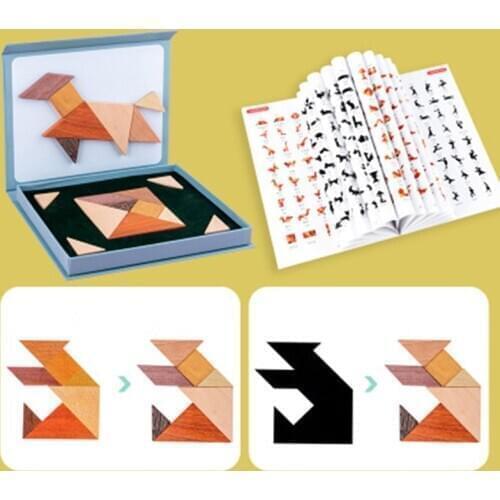 Kids Magnetic 3D Puzzle Jigsaw Tangram Game Montessori Learning Educational Drawing Board Game Brain Tease Toy Gift For Children