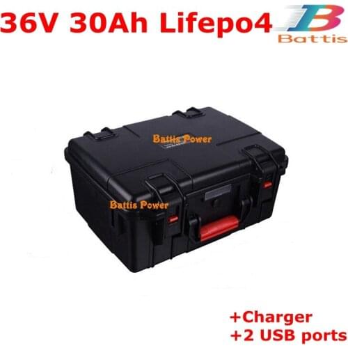 36V 30Ah LiFepo4 lithium li ion battery pack for power wheelchair e scooter solar energy system home ESS tricycle +5A charger