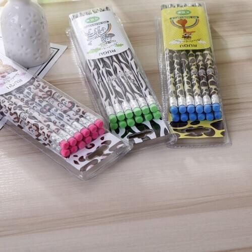 72pcs Kawaii Wooden Pencil Lot Novelty Zebra Pattern Pencil for School Office Supplies Writing HB Standard Pencil Set Stationery