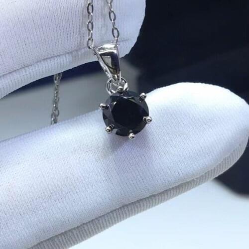 1Ct Classic Black Moissanite Pendant S925 Sterling Silver Necklace Passed Diamond Test Cocktail Dinner Temperament Jewelry
