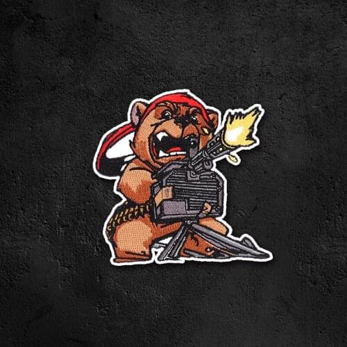 BEAR RAMBO Embroidered Patch Warrior Funny Tactical Armband Military Arms Badge For Denim Clothes Backpack DIY Accessories