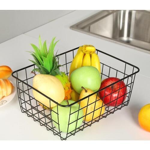 New Iron Art Storage Basket Home Desktop Metal Sundries Organizer Container Large Toy Fruit Laundry Baskets For Home Accessaries