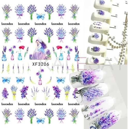 Cute 3D Nail Stickers Self Adhesive Design Lavender Princess Nail Decals Manicure Art Avocado Sticker for Nails Decoration Foil