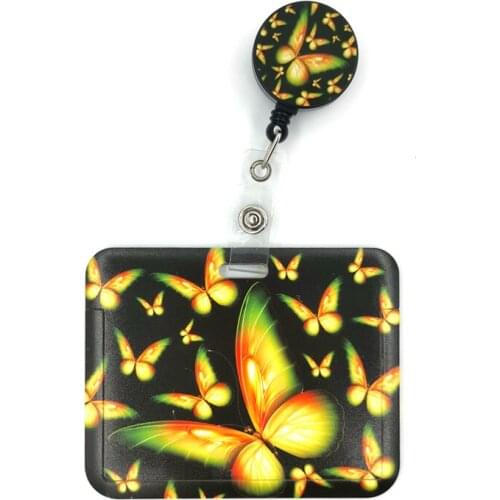 Butterfly Monarch Fashion Women Card Holder Lanyard Colorful Retractable Badge Reel Nurse Doctor Student Exhibition