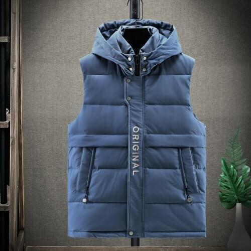 Men Winter Vest 2021 New Cotton Thicken Warm cotton-padded Hooded Pockets Sleeveless Coat Plus Size 4XL 5XL