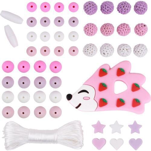 TYRY.HU Baby Teething Accessories Silicone Beads Kit Baby Pink Color Bead Carton Teether For DIY Teething toys