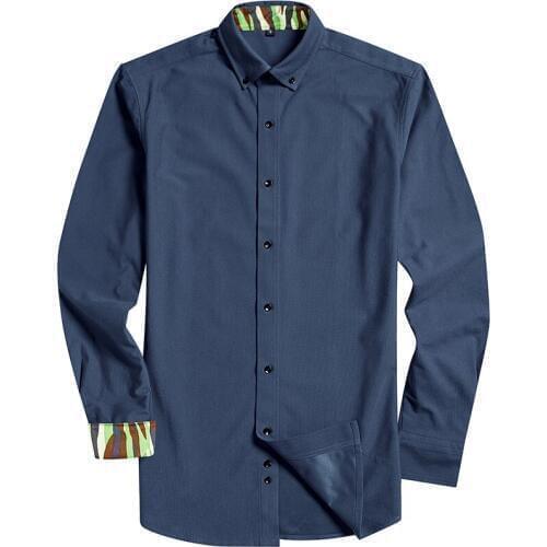 GREVOL New Arrival Mens Long Sleeve Flannel Turn-down Collar Shirt Solid Smart Casual Shirts Male Social Business Shirt QS