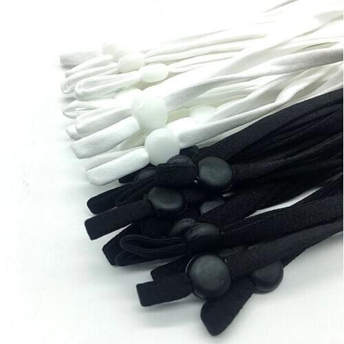 Wholesales Adjustable Mask Rope Sewing Elastic Band Cord with Buckle White Black Rope DIY Making Accessories Supplies
