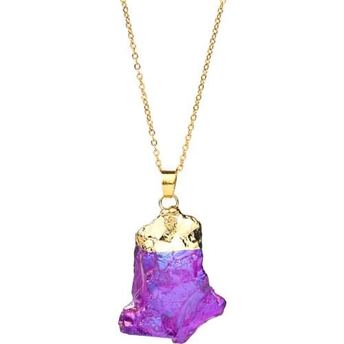 Natural AB Colour Mineral Chakra Crystal Necklace Unique Irregular Gems Pendant Luxury Reiki Healing Woman Fashion Jewelry Gift