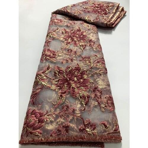 Brocade Fabrics 2021 Latest Jacquard Lace Fabric Embroidered French Lace Nigerian African Lace Fabric for Wedding Dress HJK4765