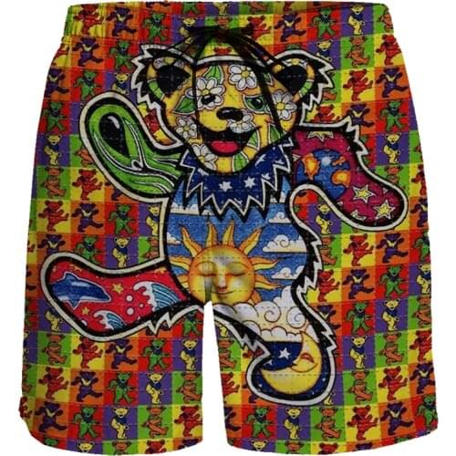 Casual Shorts Men Psychedelic Band Dancing Bears Grateful Dead Board Shorts Holiday Surfing Beach Pants Running Sports Shorts