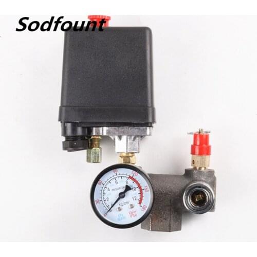 Internal thread external thread 20mm air compressor accessories cast iron switch assembly With air pressure gauge /switch