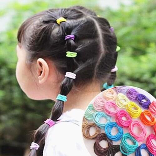 100Pcs Baby Kids Girl Elastic Scrunchies Hair Bands Rope Ponytail Holder Bobbles Head Rope Ties