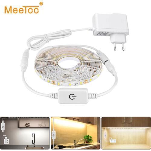 LED Strip Waterproof 2835 5050 Ribbon LED Light Strip 12V Dimmable Touch Sensor Switch LED Tape Cabinet Bedroom Kitchen Light