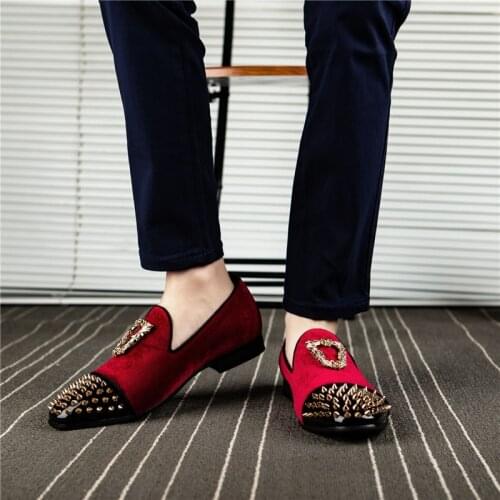 MEIJIANA Men Loafers Shoes Suede Wolf Embroidery Luxury Man Slipper Smoking Velvet Dress Shoes Mens Flats Driving Moccasins