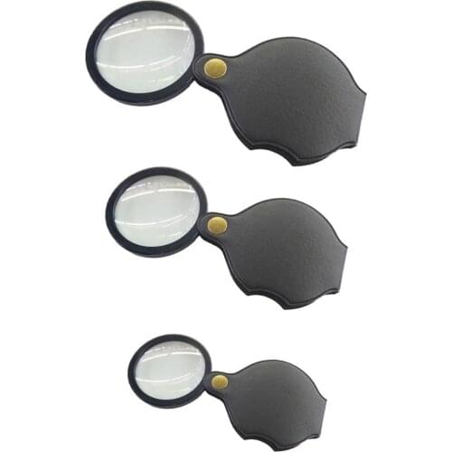 6X-10X Mini Folding Jewelry Magnifier Magnifier HD Glasses Magnifier ABS Design Small and Portable Leather Case Protection
