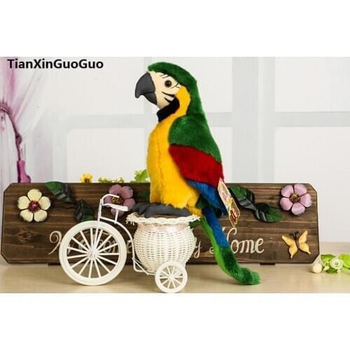 High quality goods about 26cm beautiful bird lovely colourful green parrot plush toy soft doll birthday gift b2731