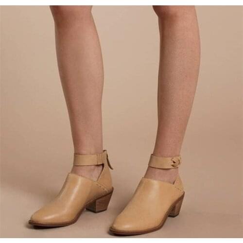 2021 Women Faux Suede Boots Daily Chunky Heel Zip Shoes Breathable Female Comfortable Shoes Retro Spring PU Leather Botas Mujer