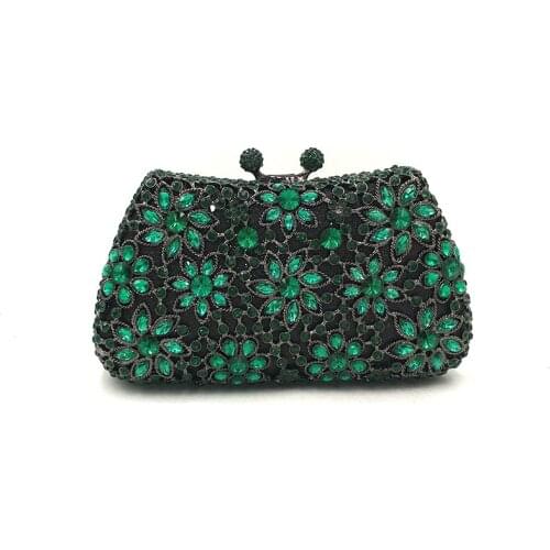 Ladies Bridal wedding party purses women evening party accessories bag diamond luxury flower clutches elegant crystal purses