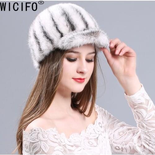 Female fur hats Mink Fur Cap Knitted Hats For Winter Women Beanies 2017 fashion Russian hat cap for women elastic Knitting caps