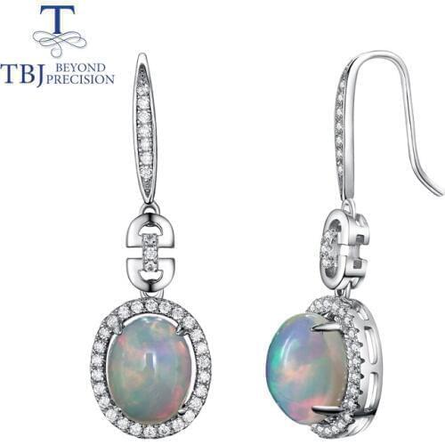TBJ,opal Earrings natural Ethiopia gemstone whith 925 sterling silver long style design earrings fine jewelry for women Wedding
