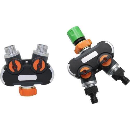 1 Pc 3/4" Extral Thread 2 Ways Water Splitters with Valve With Quick Connectors Garden Irrigation Agriculture Faucet Accessories