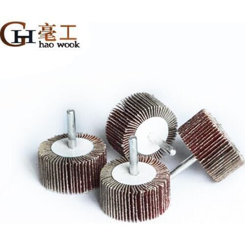 1Pcs P80# Blinds Daibing Impeller Grinding Sandpaper Flap Wheel Head 6mm Shank Mandrel for Rotary Mini Drill Polish Tool