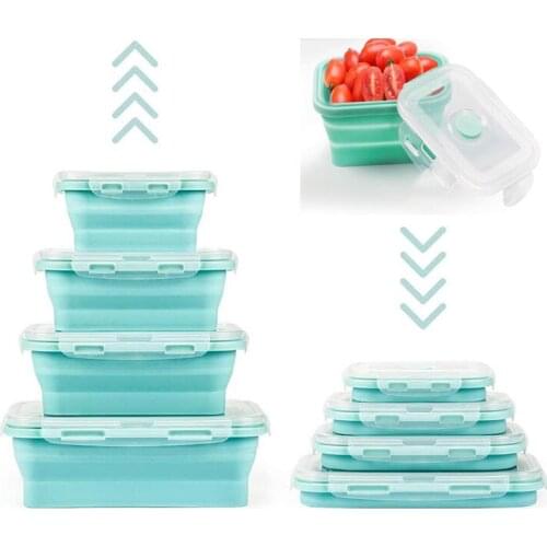 1Pc Picnic Silicone Collapsible Lunch Box Food Storage Container Bento BPA Free Microwavable Portable Outdoor Camping Tableware