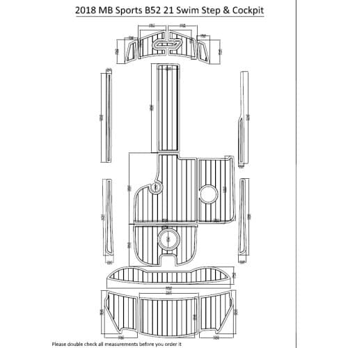 2018 MB Sports B52 21 Swim Step & Cockpit Pad Boat EVA Teak Decking 1/4" 6mm